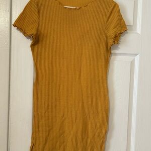 Mustard Ribbed Knit Dress